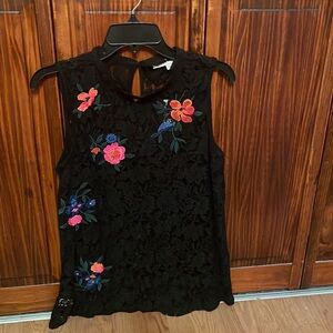 NWT Loft black lace tank with floral detail